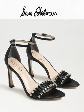 Sam Edelman Women's BLACK Evelynn Rhinestone Sandals Size 8.5M - MSRP $130 - Nwt